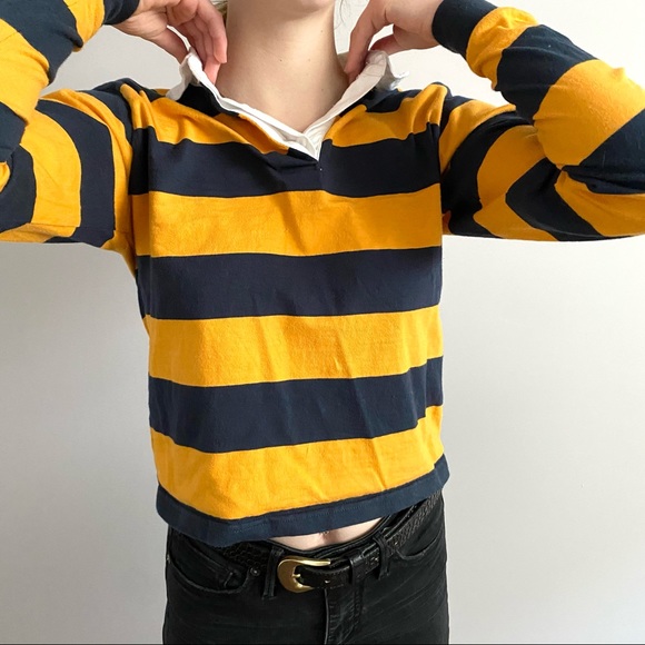 Harlow Navy and Mustard Collared Long Sleeve XS - Picture 1 of 7